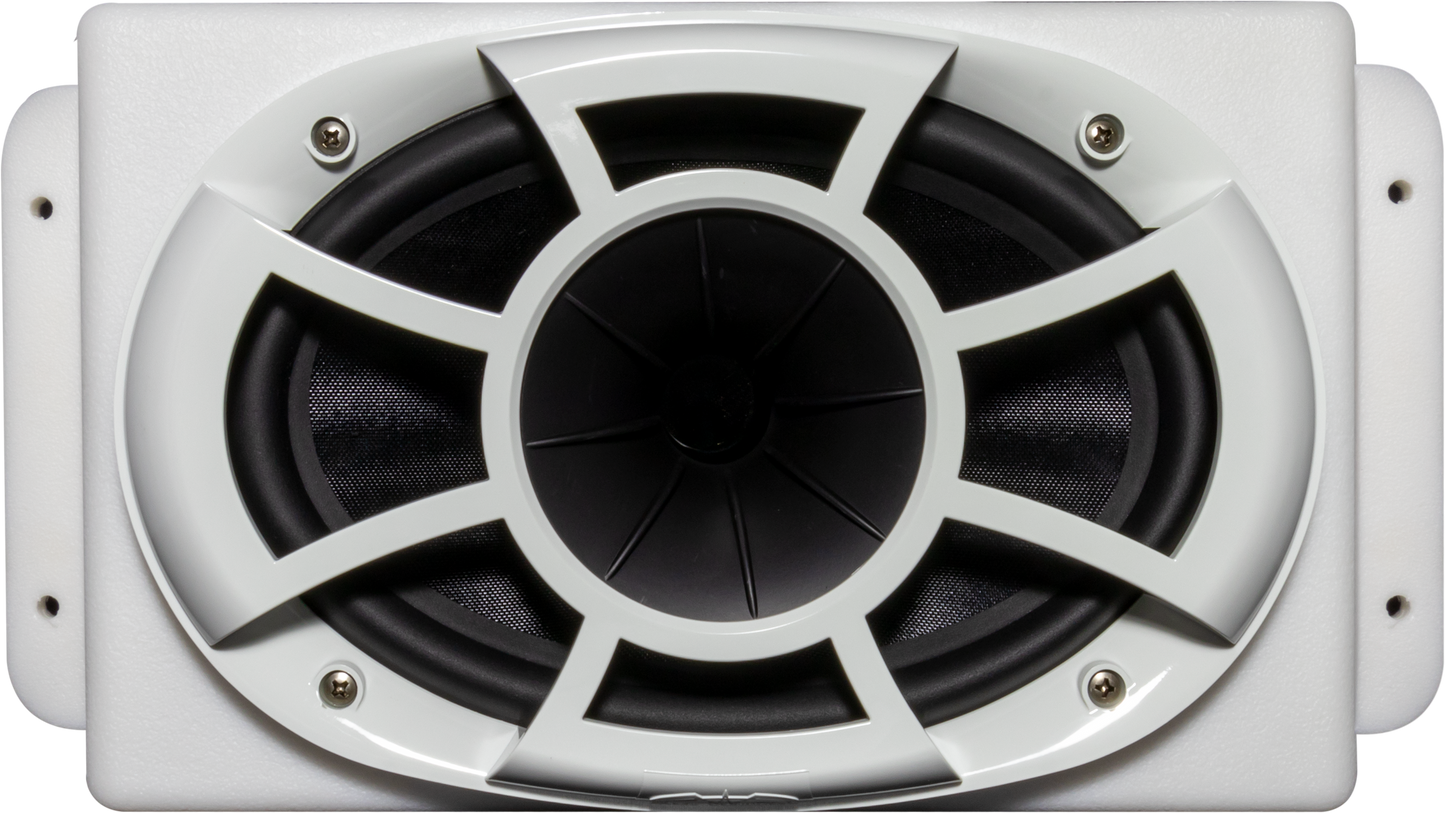 Wet Sounds | REV Series 6x9 HLCD w/ Surface Mountable Roto-mold Enclosure & Grille - White